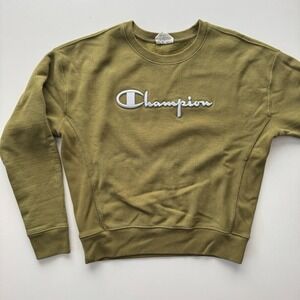 CHAMPION Reverse Weave Pullover Sweatshirt Womens Large Green Embroidered‎ Logo